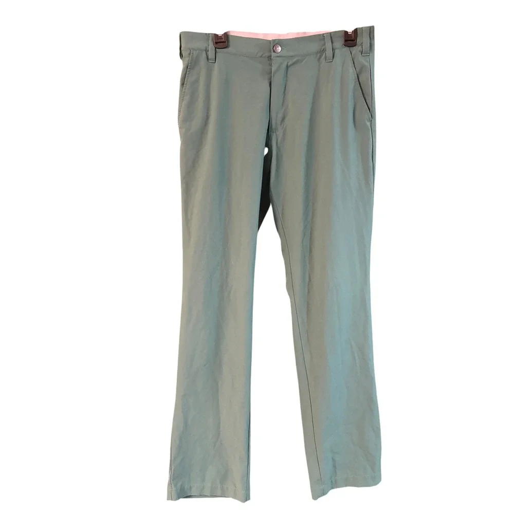 Adidas Golf Pants Mens 32x32 Sage Green Stretch Performance Flat Front Chino